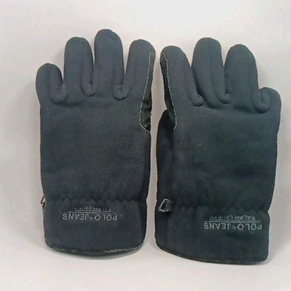 VTG Black Gloves Polo Jeans Co Ralph Lauren 90s Black Ski Gloves Size S/M